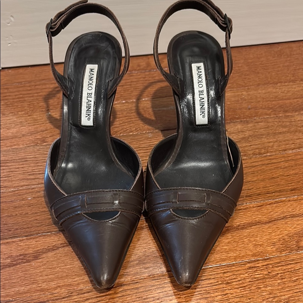 Manolo Blahnik Brown Leather Women's Shoes